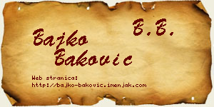 Bajko Baković vizit kartica